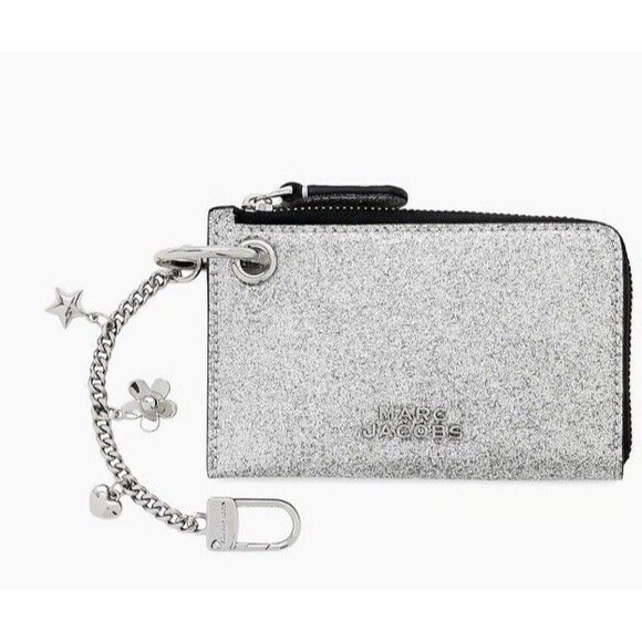 Marc Jacobs Handbags - Authentic New Marc Jacobs Silver Glitter Leather Charm Wallet